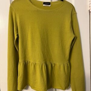 Piazza Sempione Green Peplum Wool Cashmere Sweater Quiet Luxury IT 48 EUC VTG